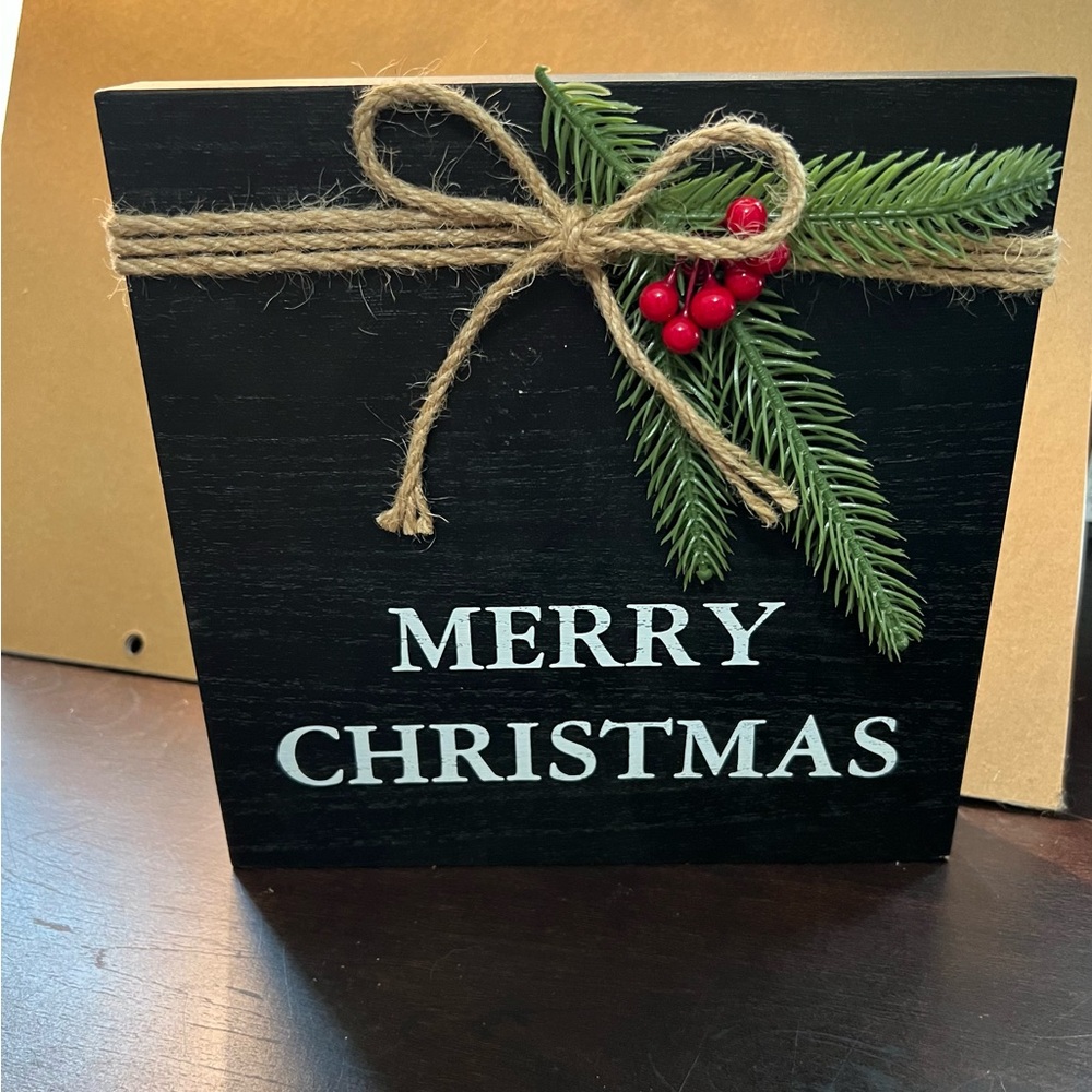 Festive Black Merry Christmas Decor Sign